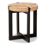 Horace Rustic and Industrial Natural Brown Finished Wood and Black Finished Metal End Table