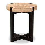 Horace Rustic and Industrial Natural Brown Finished Wood and Black Finished Metal End Table