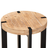 Horace Rustic and Industrial Natural Brown Finished Wood and Black Finished Metal End Table