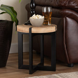 Horace Rustic and Industrial Natural Brown Finished Wood and Black Finished Metal End Table