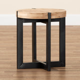 Horace Rustic and Industrial Natural Brown Finished Wood and Black Finished Metal End Table