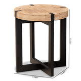 Horace Rustic and Industrial Natural Brown Finished Wood and Black Finished Metal End Table