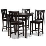 Fenton Modern and Contemporary Transitional Dark Brown Finished Wood 5-Piece Pub Set