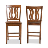 Baxton Studio Fenton Modern and Contemporary Transitional Walnut Brown Finished Wood 2-Piece Counter Stool Set