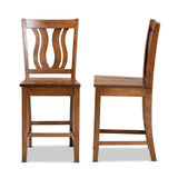 Baxton Studio Fenton Modern and Contemporary Transitional Walnut Brown Finished Wood 2-Piece Counter Stool Set