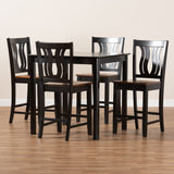 Baxton Studio Fenton Modern and Contemporary Transitional Two-Tone Dark Brown and Walnut Brown Finished Wood 5-Piece Pub Set