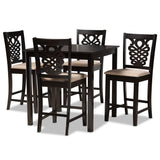 Gervais Modern and Contemporary Transitional Upholstered and Finished Wood 5-Piece Pub Set