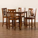 Gervais Modern and Contemporary Transitional Walnut Brown Finished Wood 5-Piece Pub Set