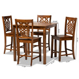 Gervais Modern and Contemporary Transitional Walnut Brown Finished Wood 5-Piece Pub Set