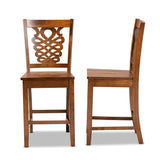 Gervais Modern and Contemporary Transitional Walnut Brown Finished Wood 2-Piece Counter Stool Set