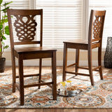 Gervais Modern and Contemporary Transitional Walnut Brown Finished Wood 2-Piece Counter Stool Set