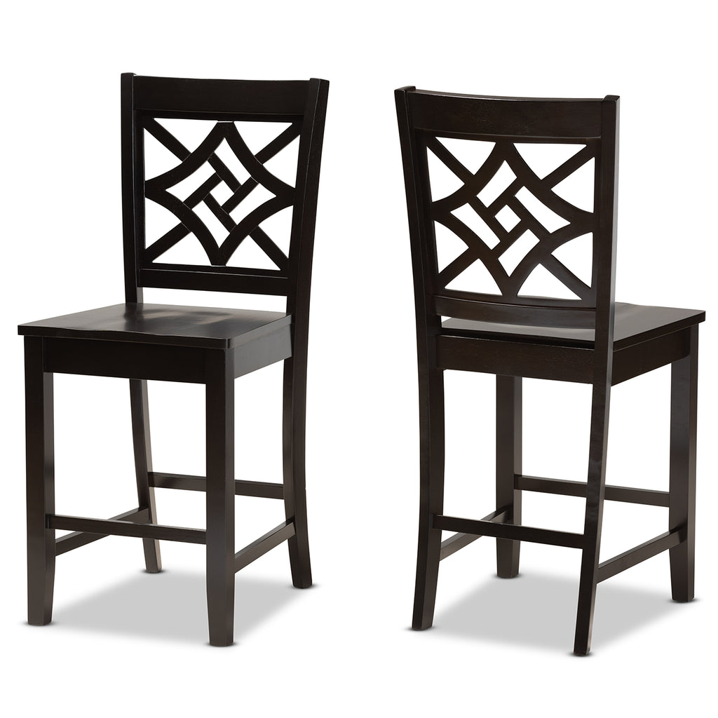 Baxton Studio Nicolette Modern and Contemporary Transitional Dark Brown Finished Wood 2-Piece Counter Stool Set