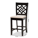 Nicolette Modern and Contemporary Sand Fabric Upholstered and Dark Brown Finished Wood 2-Piece Counter Stool Set