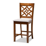 Nicolette Modern and Contemporary Fabric Upholstered and Brown Finished Wood 5-Piece Pub Set