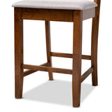 Nicolette Modern and Contemporary Grey Fabric Upholstered and Walnut Brown Finished Wood 2-Piece Counter Stool Set