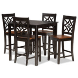 Nicolette Modern and Contemporary Brown Finished Wood 5-Piece Pub Set