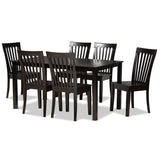 Erion Modern and Contemporary Dark Brown Finished Wood 7-Piece Dining Set