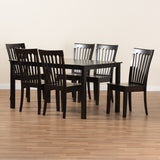 Erion Modern and Contemporary Dark Brown Finished Wood 7-Piece Dining Set