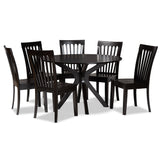Zora Modern and Contemporary Dark Brown Finished Wood 7-Piece Dining Set