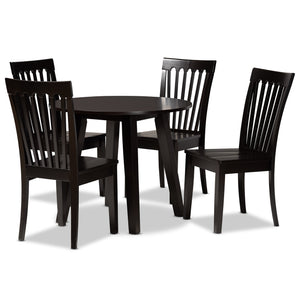 Zala Modern and Contemporary Dark Brown Finished Wood 5-Piece Dining Set