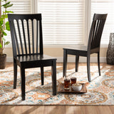 Minette Modern and Contemporary Transitional Dark Brown Finished Wood 2-Piece Dining Chair Set