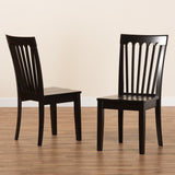 Minette Modern and Contemporary Transitional Dark Brown Finished Wood 2-Piece Dining Chair Set