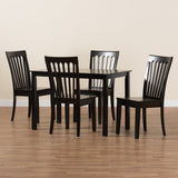Erion Modern and Contemporary Dark Brown Finished Wood 5-Piece Dining Set