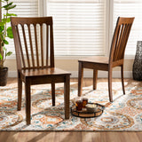 Minette Modern and Contemporary Transitional Walnut Brown Finished Wood 2-Piece Dining Chair Set