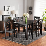Ani Modern and Contemporary Dark Brown Finished Wood 7-Piece Dining Set