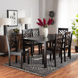 Ani Modern and Contemporary Dark Brown Finished Wood 7-Piece Dining Set