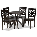 Ela Modern and Contemporary Dark Brown Finished Wood 5-Piece Dining Set