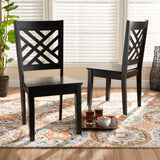 Caron Modern and Contemporary Transitional Dark Brown Finished Wood 2-Piece Dining Chair Set