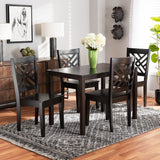 Ani Modern and Contemporary Dark Brown Finished Wood 5-Piece Dining Set