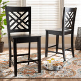 Caron Modern and Contemporary Transitional Dark Brown Finished Wood 2-Piece Counter Stool Set