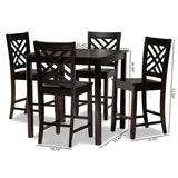 Caron Modern and Contemporary Dark Brown Finished Wood 5-Piece Pub Set