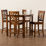 Caron Modern and Contemporary Walnut Brown Finished Wood 5-Piece Pub Set