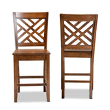 Caron Modern and Contemporary Transitional Walnut Brown Finished Wood 2-Piece Counter Stool Set