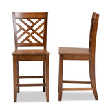 Caron Modern and Contemporary Transitional Walnut Brown Finished Wood 2-Piece Counter Stool Set