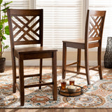 Caron Modern and Contemporary Transitional Walnut Brown Finished Wood 2-Piece Counter Stool Set