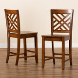 Caron Modern and Contemporary Transitional Walnut Brown Finished Wood 2-Piece Counter Stool Set