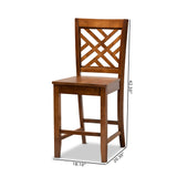 Caron Modern and Contemporary Transitional Walnut Brown Finished Wood 2-Piece Counter Stool Set