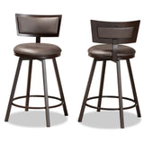 Danson Modern Industrial Grey Fabric Upholstered and Antique Dark Brown Finished Metal 2-Piece Pub Chair Set