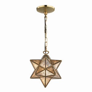 Moravian Star 9'' Wide 1-Light Mini Pendant - Antique Brass