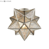 Moravian Star 10'' Wide 1-Light Flush Mount - Antique Nickel