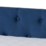 Larkin Modern and Contemporary Navy Blue Velvet Fabric Upholstered Queen Size Daybed with Trundle