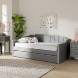 Baxton Studio Lennon Modern and Contemporary Grey Velvet Fabric Upholstered Twin Size Daybed with Trundle
