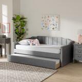 Baxton Studio Lennon Modern and Contemporary Grey Velvet Fabric Upholstered Twin Size Daybed with Trundle