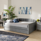 Baxton Studio Lennon Modern and Contemporary Grey Velvet Fabric Upholstered Queen Size Daybed with Trundle