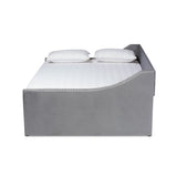 Raphael Modern and Contemporary Grey Velvet Fabric Upholstered Queen Size Daybed with Trundle