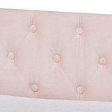 Raphael Modern and Contemporary Pink Velvet Fabric Upholstered Twin Size Daybed with Trundle